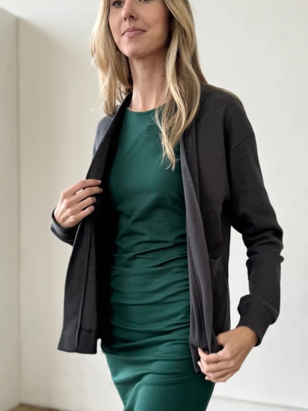 Elegantees Handmade Waffle Knit Cardigan